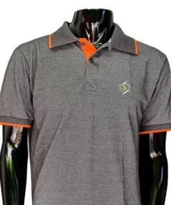 Camisa Polo Masculina - Criações Freitas -  Cinza/Laranja